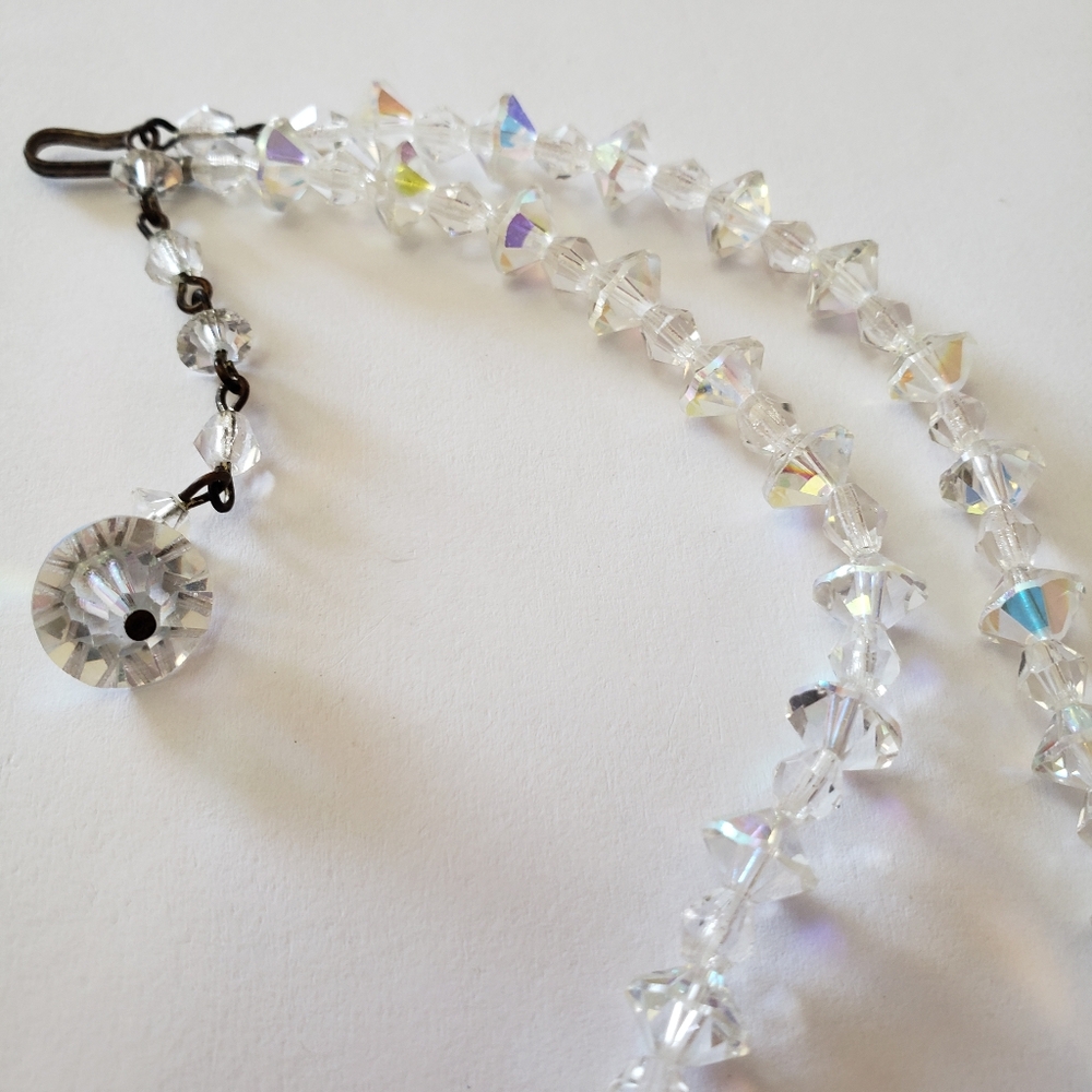 Vintage CHOKER CRYSTAL NECKLACE SINGLE STRAND hook clasp - Picture 4 of 12